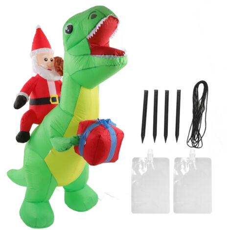 Décorations de Noël Dinosaure Gonflable avec Lumières LED, Amusant pour Jardin - 100‑240V Prise AU