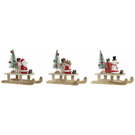 Décorations de Noël DKD Home Decor Bois Père Noël (14 x 6 x 13 cm) (3 pcs)