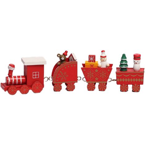 Décorations de Noël en bois 5 sections petit train cadeau de Noël pour enfants