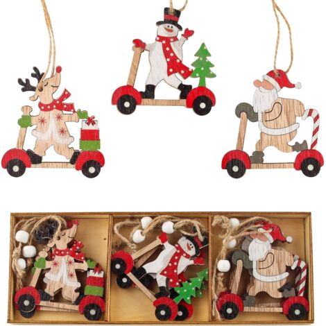 Décorations de Noël en bois à suspendre pour sapin, ornements de Noël en bois