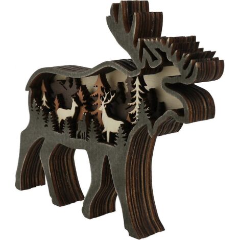 Décorations de Noël en bois : animaux découpés, à poser sur une table. Artisanat de Noël en bois, ornements d'animaux de la forêt, centres de table pour les fêtes de fin d'année, décorations d'étagère
