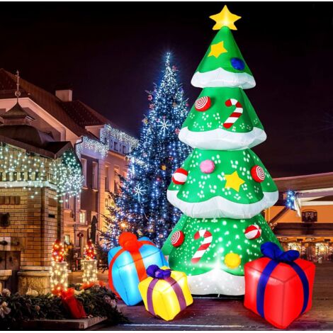 Décorations De Noël Gonflables Avec Lumières Led Intégrées Arbre De 2,1 Mètres Pour Intérieur Et Extérieur Idéal