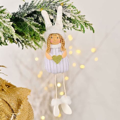 Décorations de Noël Lutins Figurines à Suspendre pour sapin de Noël, Suspension et Pointe de Noël Pendentif Poupée Décoration pour Boutique Table Table Bureau Fenêtre Voiture (B)