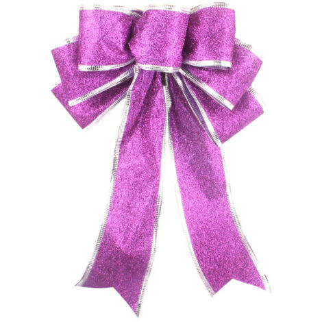 Décorations de Noël, nœud en ruban scintillant, ornement de sapin de Noël (violet)
