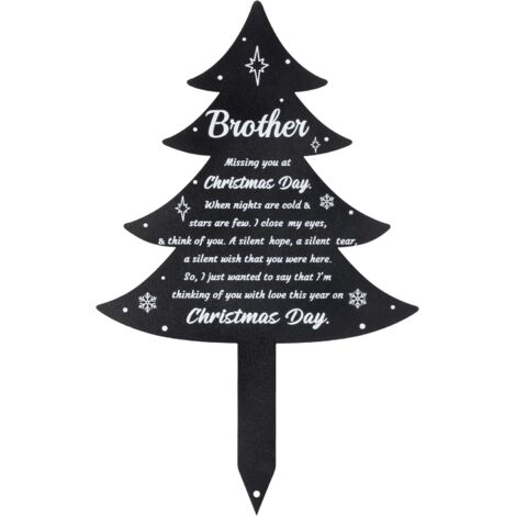 Décorations de Noël pour cimetière - Plaque commémorative en métal pour frère, piquet de condoléances pour sapin de Noël
