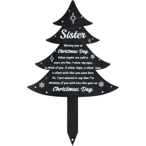 Décorations de Noël pour cimetière - Plaques commémoratives en métal pour sœurs, piquet de condoléances pour sapin de Noël