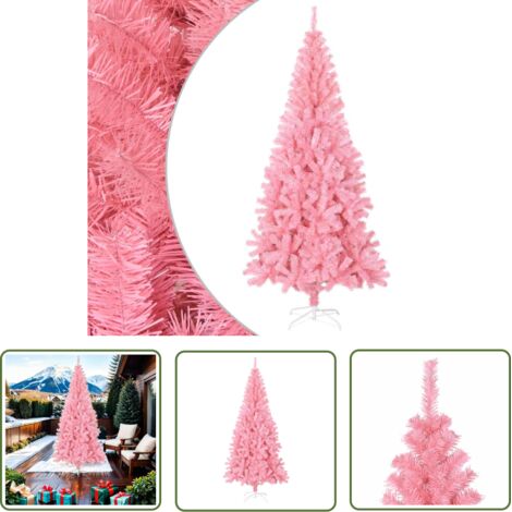 Décorations de Noël - vidaXL Sapin de Noël artificiel avec support rose 210 cm PVC - Arbre de Noël