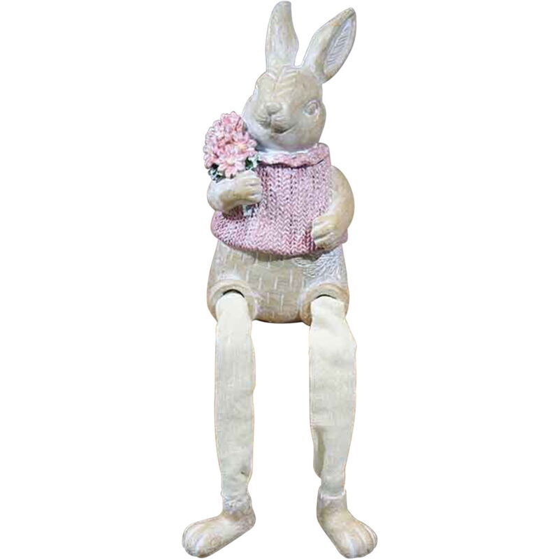 Décorations de Pâques en forme de lapin à longues pattes, figurines de lapin 3D en résine avec longues pattes en tissu réglables, décoration de table