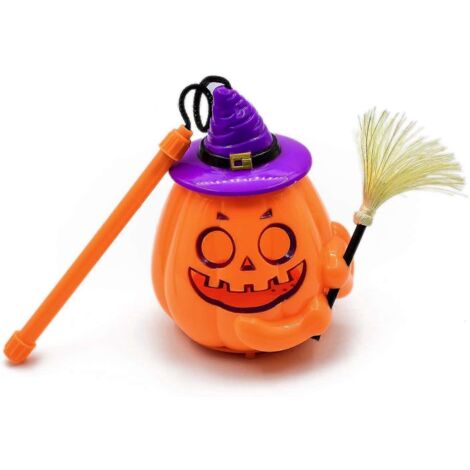 Décorations d'Halloween : citrouilles avec effets sonores effrayants, sorcière, balai à main, lanterne à suspendre (fonctionne avec 3 piles AAA).
