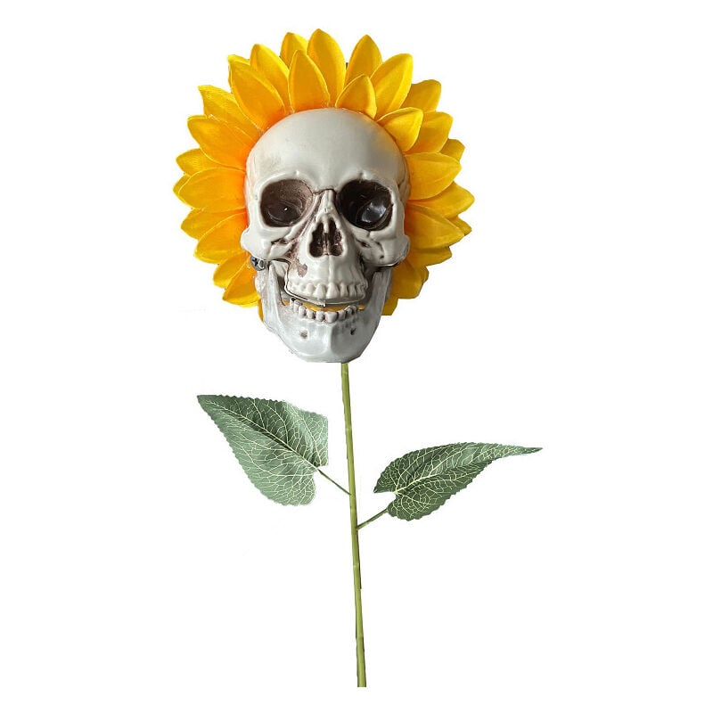 Décorations d'Halloween crâne de tournesol ornements de fleurs artificielles de jardin