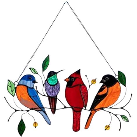 Décorations d'oiseaux en verre coloré pour fenêtre, attrape-soleil pour la maison