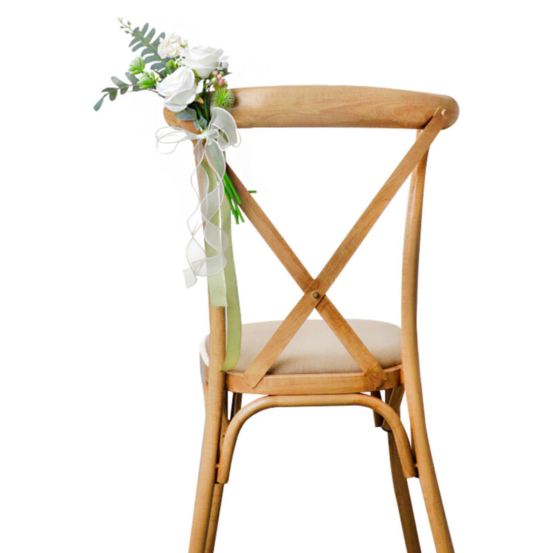 Décorations Florales pour Allée de Mariage, Fleurs Occidentales avec Rubans en Mousseline pour Décoration de Chaise de Cérémonie et de Fête
