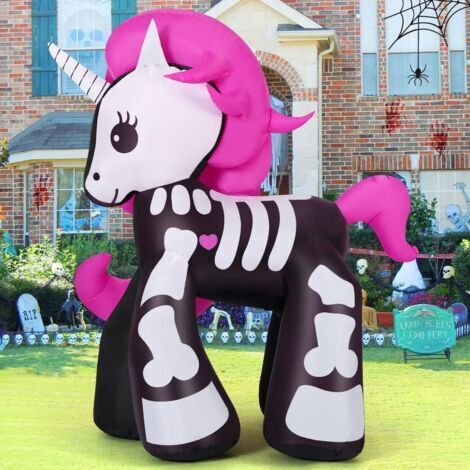 Décorations gonflables d'extérieur pour Halloween, licorne, squelette de jardin, avec LED intégrées, pour jardin, pelouse, décoration de fête intérieure, 5,2 pieds