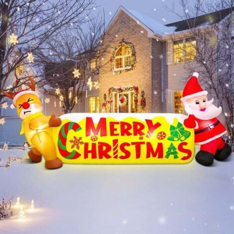 Décorations Gonflables Noël 3M Père Noël Cerf Lumière LED Extérieur Jardin