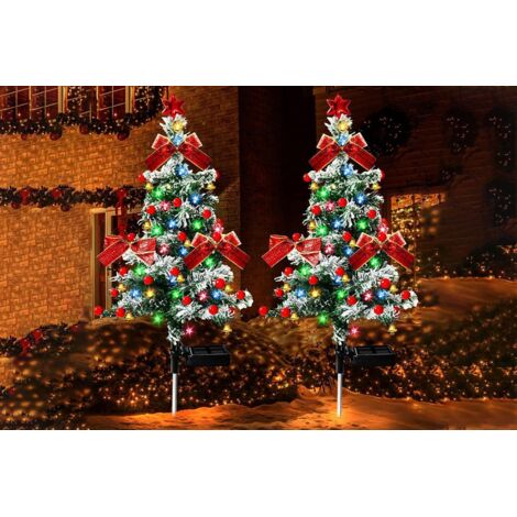 Décorations lumineuses solaires pour sapin de Noël extérieur, à piquer dans le jardin.