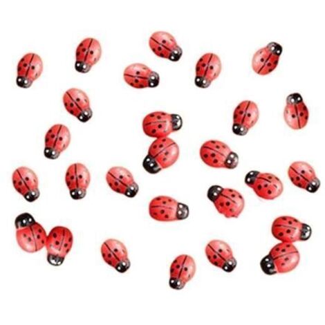 Décorations miniatures - Coccinelle Septempunctata - Lot de 100 - Résine - Rouge - Jardin