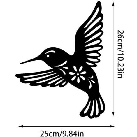 Décorations murales colibris en métal noir, ensemble de 3 pièces, chaque colibri en fer forgé de 26 cm (10,2 pouces), décorations murales d'oiseaux en métal, adaptées à la décoration du salon des amou