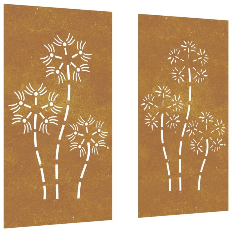 Vidaxl - Décorations murales de jardin 2pcs 105x55 cm design de fleur