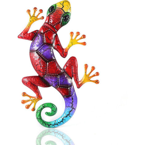 Décorations murales en métal Gecko décorations de jardin lézard extérieur pour patio ou clôture, 17 pouces de long，HANBING