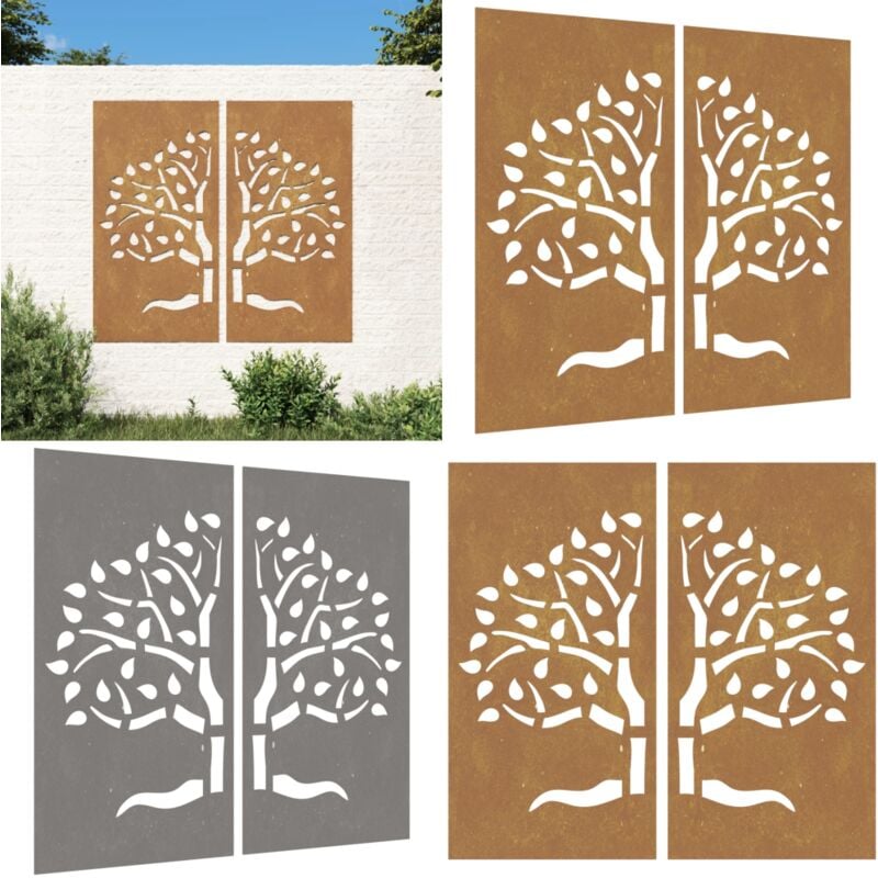 Décorations murales jardin 2 pcs 105x55 cm design d'arbre - décoration murale de jardin - décorations murales de jardin - Home & Living