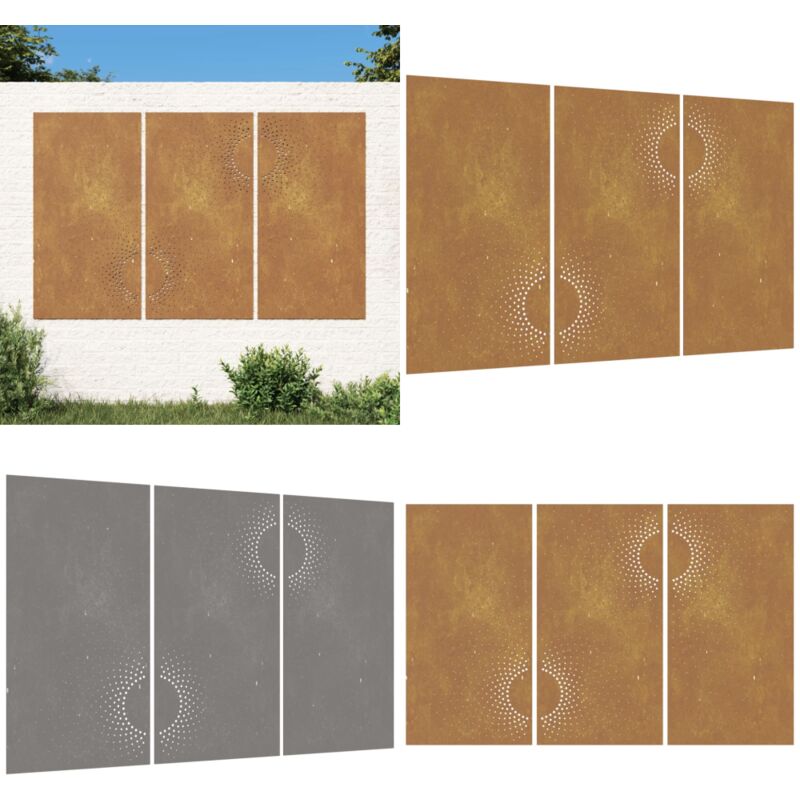 Vidaxl - Décorations murales jardin 3 pcs 105x55 cm design du soleil - décoration murale de jardin - décorations murales de jardin - Home & Living