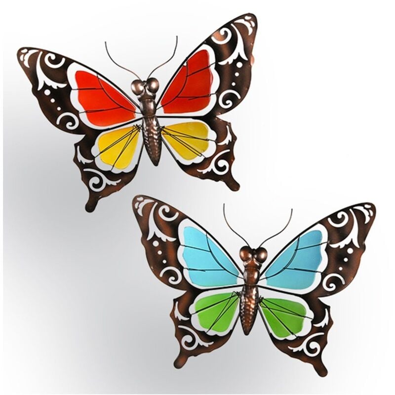 Décorations papillon métal et verre - lot de 2 - Astuceo