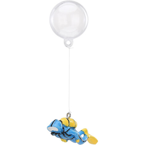 【Décorations pour aquarium】 Décoration Diver avec flotteur - Résine résistante (7x2x8 cm, Bleu/Marron) Kit de plongeur animé pour réservoir d'eau douce et marine - Set complet inclut 1 figurine, 1 bou
