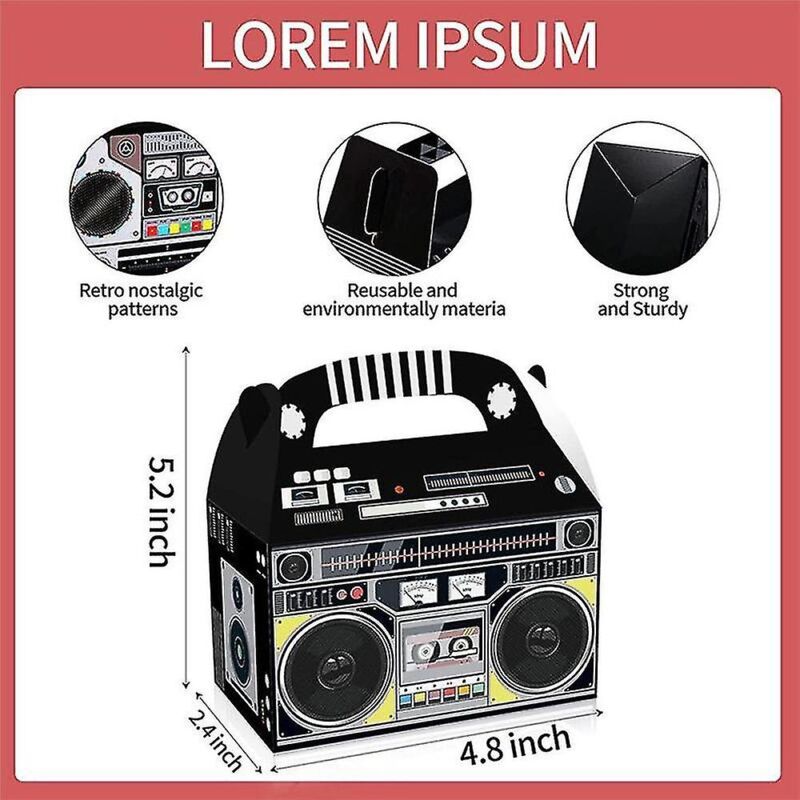 Décorations vintage à thème de boîte à cadeaux Novelty Boom des années 80