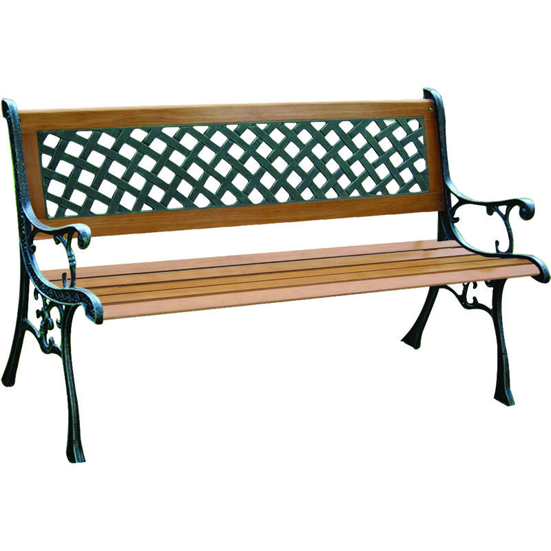 2 Person Outdoor / Garden Wooden Cast Iron PVC Lattice Bench