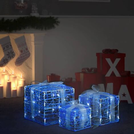 Decorative Acrylic Christmas Gift Boxes 3 pcs Cold White vidaXL