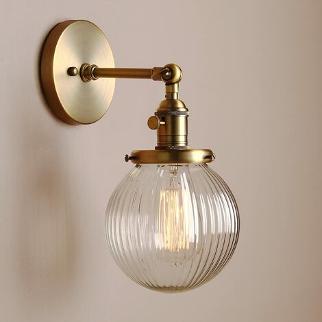 PESCE Decorative Antique Design Striped Small Glass Ball Indoor Wall Lighting Loft Wall Sconces Wall Sconces Wall Lighting (Antique Color)