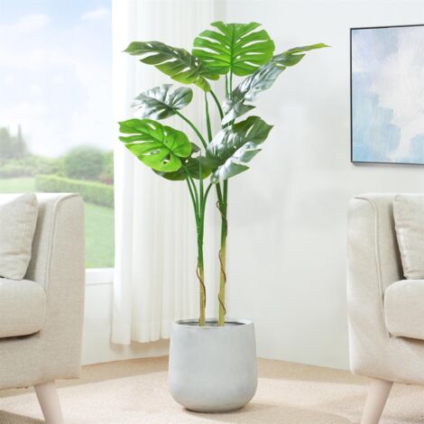 Decorative Artificial Monstera Tree with Plastic Planter and Artificial Moss 120cm