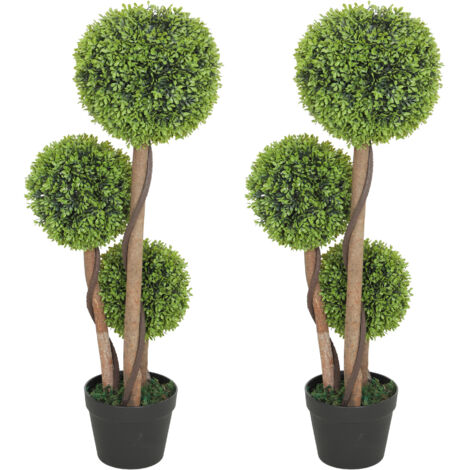 Decorative Artificial Trees Boxwood Ball Topiary Trees Set of 2 in Pot, Fake Plants for Home Indoor Outdoor Decor