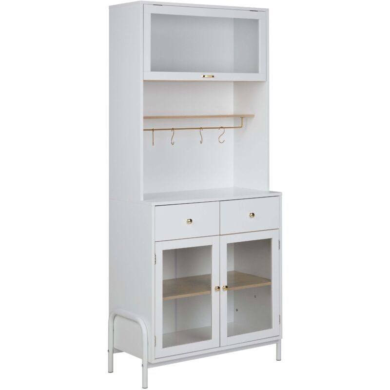 Beliani - Decorative Cabinet With Drawers And Glass Displays White Parlin
