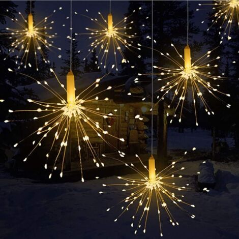 Decorative Fireworks Lights Remote Control Battery Box Copper Wire String Explosion LED Fireworks Light IP65 Waterproof (180Pcs)