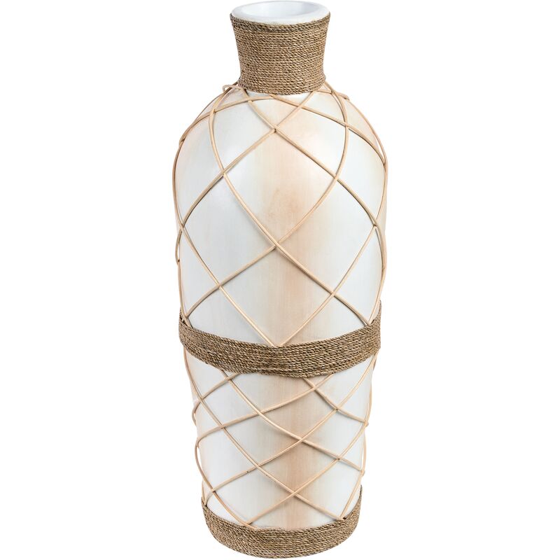 Decorative Floor Vase Terracotta Rattan Rope Style Beige Rokan