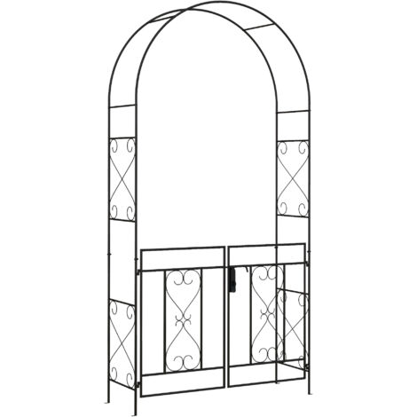 Decorative Garden Arch, with Gate - Black