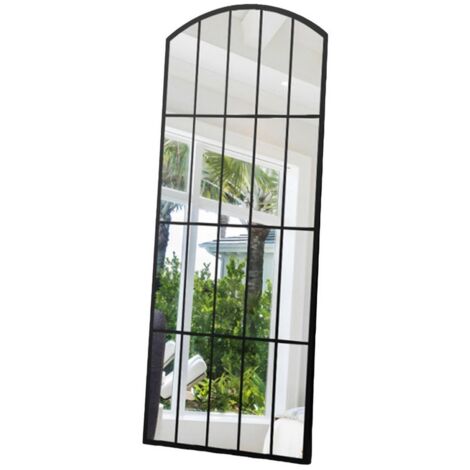 Decorative Garden Wall Mirror - Cast Iron/Metal - L2 x W75 x H170 cm - Black