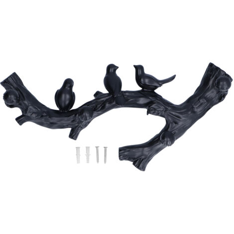 Decorative Hook Black Bird Branch Shape Three Dimensional Wall Mounted Home Decoration AccessoriesMedium (38cm)