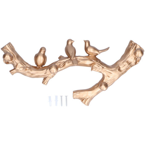 Decorative Hook Golden Bird Branch Shape Three Dimensional Wall Mounted Home Decoration AccessoriesMedium (38cm)