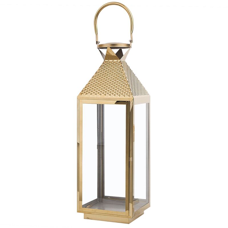 Beliani - Industrial Lantern Brass Stainless Steel Decorative Candle Lamp 55 cm Bali - Brass