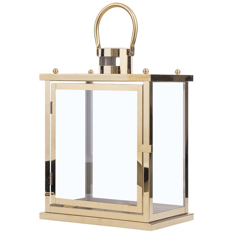 Beliani - Decorative Lantern Brass Steel Display Accessory Candle Lamp Glossy Tenerife - Brass