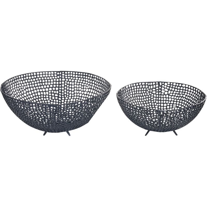 Decorative Metal Accessories Bowl Openwork Round Dish Black Krukut