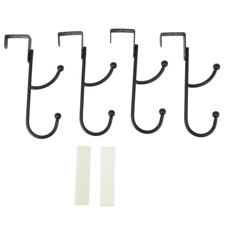 decorative over-the-door hooks compatible with coats, hoodies, hats, scarves.