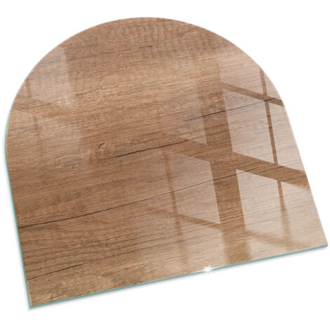 Décorative Plaque Carrée de protection de sol en verre trempé pour cheminée ou poêle moderne Motif bois naturel 100x100 cm