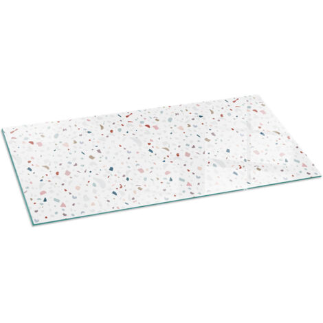 Décorative Plaque de protection de sol en verre trempé pour cheminée ou poêle moderne Motif avec petites formes 125x50 cm