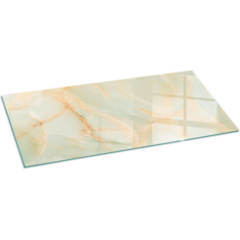 Décorative Plaque en verre trempé pour cheminée protection contre les braises et étincelles Motif marbré abstrait 125x50 cm