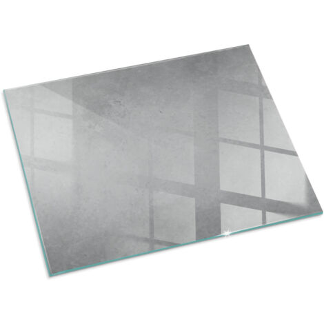 Décorative Plaque Rectangulaire de protection de sol en verre trempé pour cheminée ou poêle moderne Texture de béton avec effet 80x60 cm