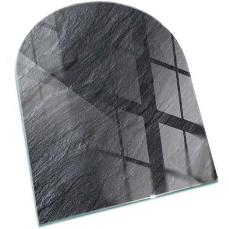 Décorative Plaque Rectangulaire de protection de sol en verre trempé pour cheminée ou poêle moderne Texture surface pierre 80x70 cm