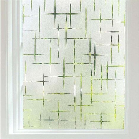 Decorative Privacy and Light Blocking Window Film, Static Cling Frosted Window Sticker for Home Office Living Room Kitchen (Cross Pattern) (45 × 200 cm)
